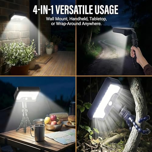 Image of Solar Motion Lights Outdoor with 360 Flexible Tripod USB and Solar Powered 92 LED Super Bright 600LM Motion Sensor Light IP65 Waterproof for Fence Yard Patio Garden RV Camping (1)