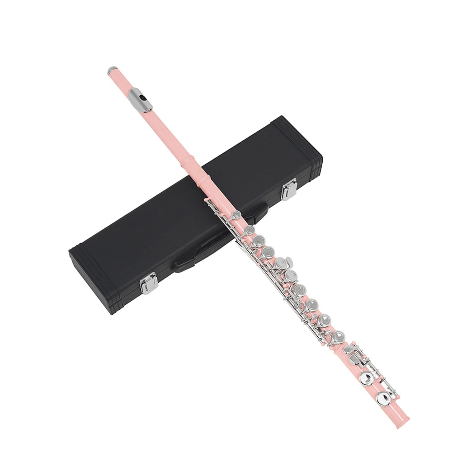 TSTS Flauto traverso Rosa 16 Fori Flauto con Chiave E Strumento A Fiato Foro Chiuso Tono C Nichel Argento Chiave Tubo in Cupronichel con Custodia