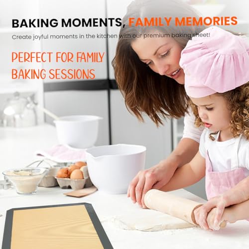 Image of Silicone Baking Mat 3 Pack Reusable Silicone Baking Sheet Liner for Oven 2 Half and 1 Round Pizza Nonstick Mat for Bread, Dough, Macaron, Cookie Cooking Liners for Kitchen Counter Bakery Supplies