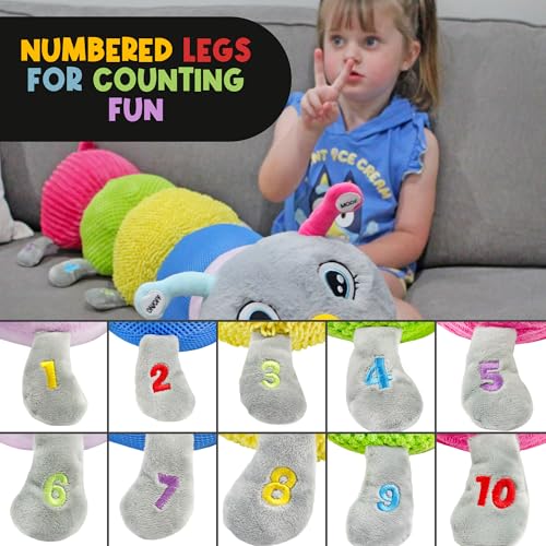 Image of MEAVIA Cuddlebug Caterpillar Body Pillow Sensory Snuggle Vibrating Plush, 35 inch Jumbo Stuffed Toy, FEELix Collection