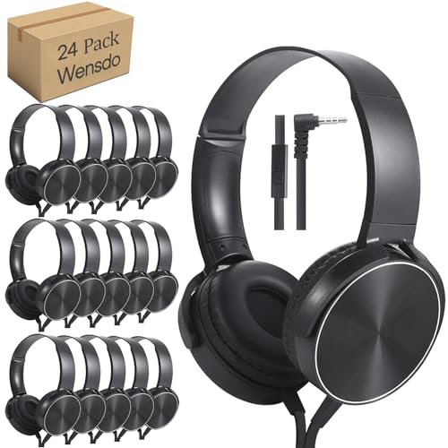Lot de 24 casques filaires pour enfants étudiants et adultes de classe