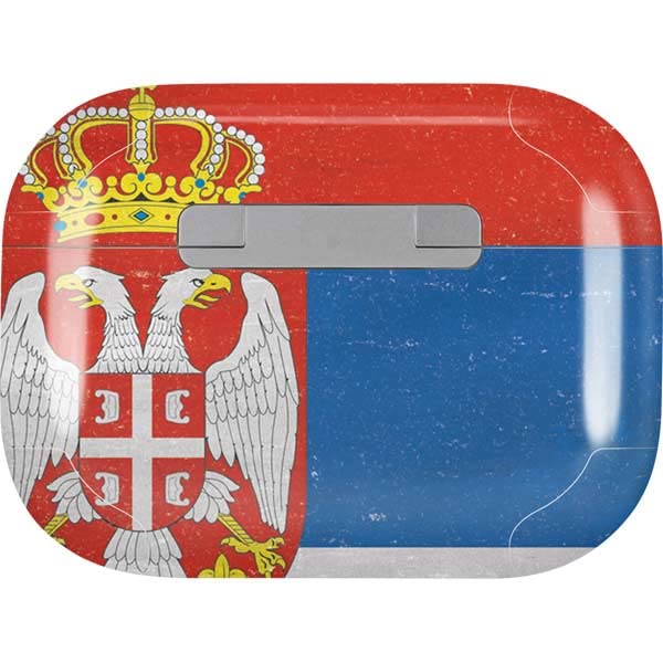 Skinit Decal Audio Skin Compatible with Apple AirPods Pro (2rd Gen, 2022) - Skinit Originally Designed Serbia Flag Distressed Design