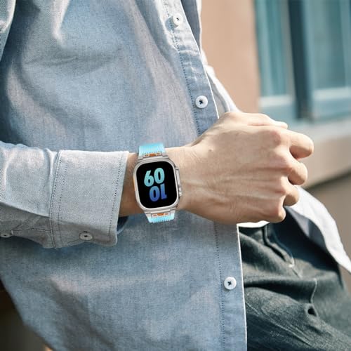 SEURE Strap for Apple Watch Ultra3/2/1 49mm,Series 9/8/7 45mm,Series SE2/6/SE/5/4 44mm,Series 3/2/1 42mm,Soft Silicone Sports Straps Robust Replacement Band with Metal Connector,Transparent Blue - Image 4