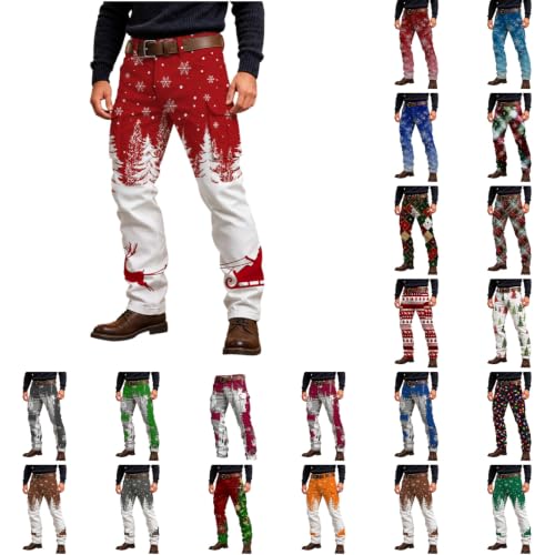 Men's Christmas Cargo Pants Relaxed Fit Straight Leg Hiking Workout Trouser - image 1