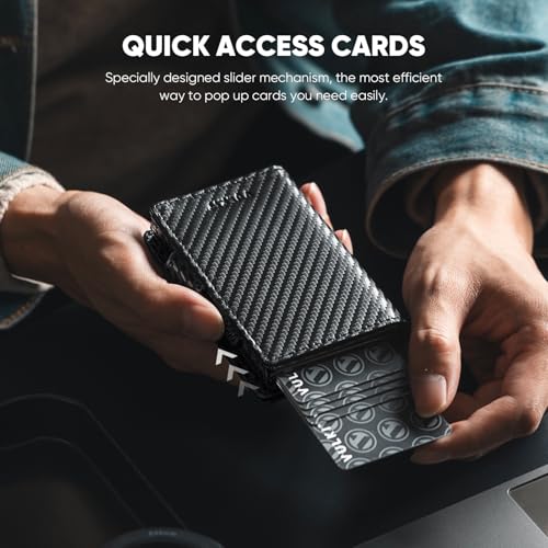 Image of VULKIT Card Holder Wallet with Airtag Holder & ID Window Pop Up Leather Wallet RFID Blocking Magnetic Closure for Men