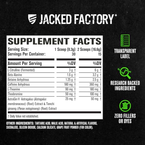 Image of Jacked Factory NITROSURGE Pre Workout Supplement - Endless Energy, Instant Strength Gains, Clear Focus, Intense Pumps - Nitric Oxide Booster & Powerful Preworkout Energy Powder - 30 Servings, Grape