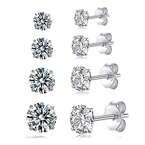 Boucles d'oreilles en argent 925 pour femmes - 4 paires de petites boucles d'oreilles en argent sterling Ensemble de cartilage de sommeil Bijoux fantaisie pour femmes Hommes Cadeaux Cover