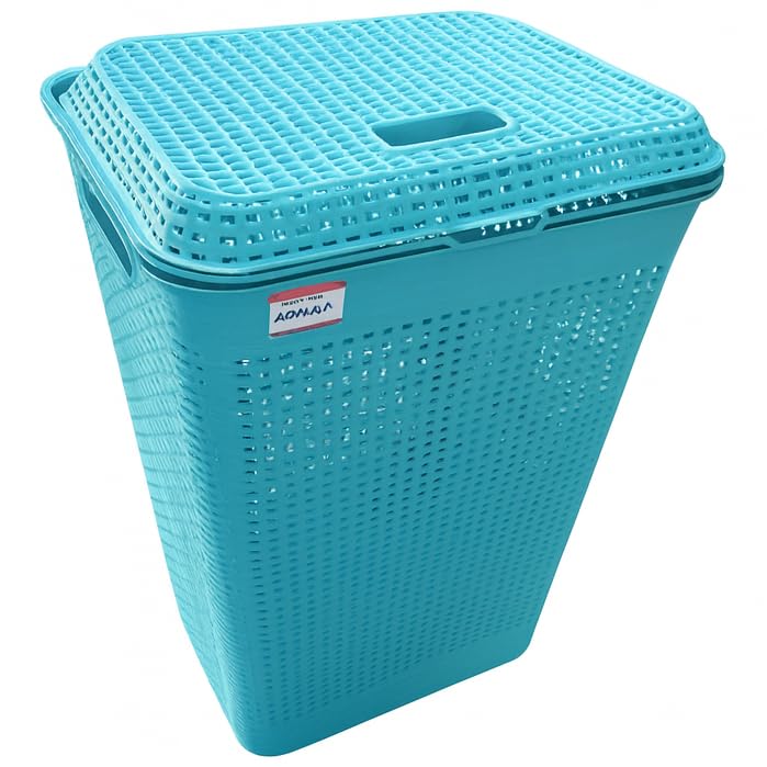 Cesto de Roupa Suja 72L com Tampa Plástico Resistente Grande para Lavanderia Organização