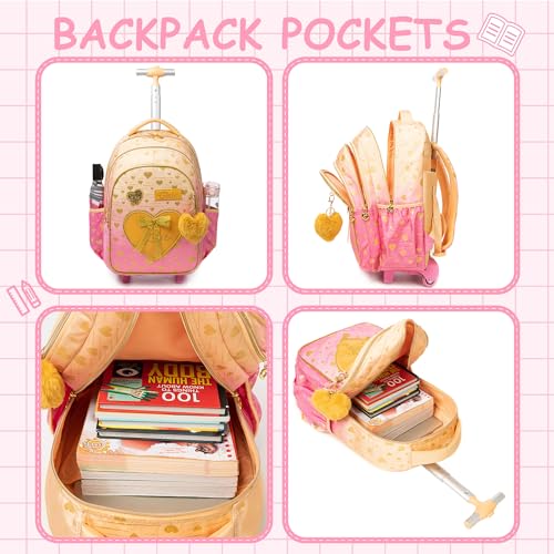Meetbelify meninas rolando mochila mochila crianças mochilas com rodas para estudantes do ensino fun