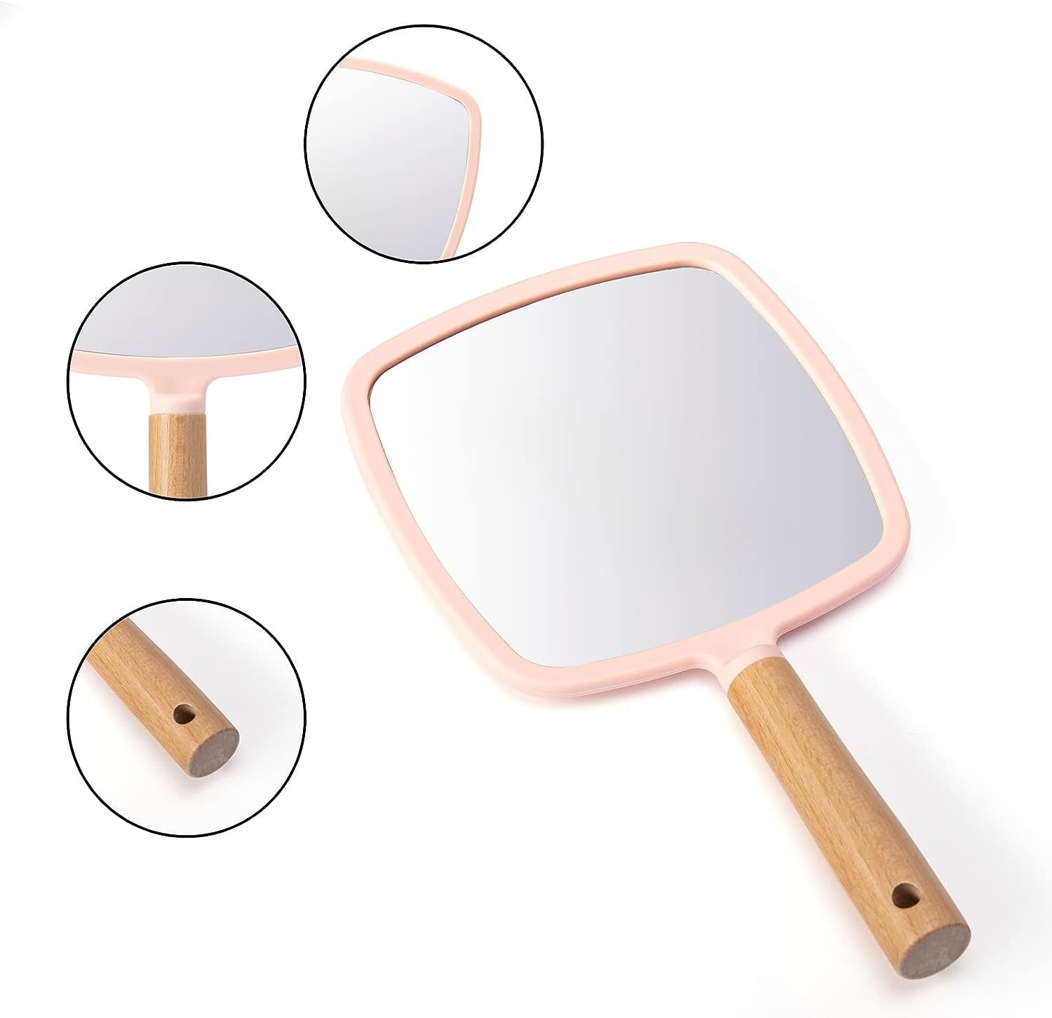 AAQVEX Pink Portable Multipurpose Lightweight Mirror Compact Hand-Fit Size for Daily Use perfact for Makeup, Travel, and Personal Care - (Pack of - 1) (1, Square) 4