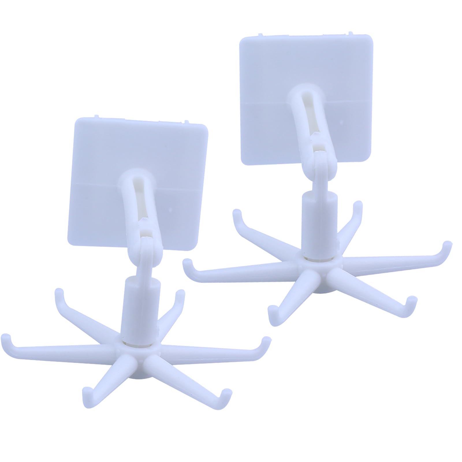 DLBTWDOYLS Wall-Mounted 360° Swivel Hooks, self-Adhesive Hooks Without Holes, 6 Hooks Vertically Foldable, Practical Storage Hooks for Bathroom and Kitchen Utensils (White)