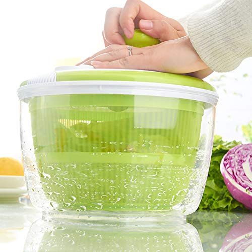 Amiispe Ensaladera giratoria, con colador de Drenaje para Agua Secadora de Ensalada óptima Se Utiliza como una Cesta para almacenar Frutas y Verduras