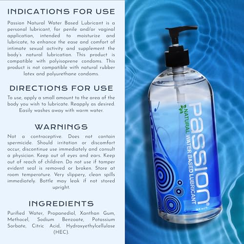 Passion Natural Water-Based Personal Lubricant, 34 Fl Oz - Premium, Non-Sticky, Easy-to-Clean Formula for Smooth, Comfortable Use - Image 5