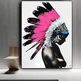 Acuarela abstracta nativa pintura al óleo sobre lienzo carteles e impresiones cuadro de arte de pared para sala de estar ilustraciones 40x50cm (16x20in) Marco interno