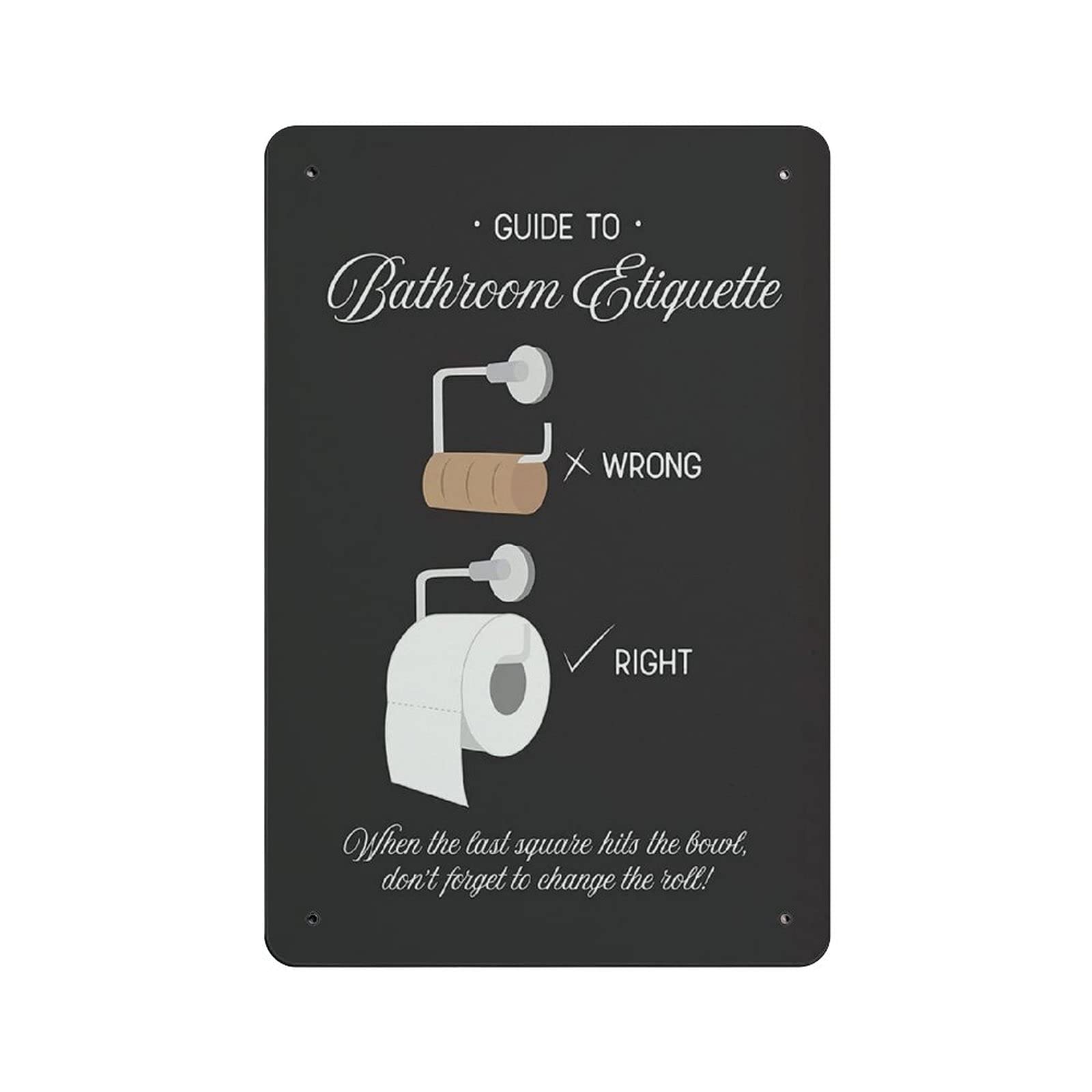 Hdadwy Guide To Etiquette Bathroom Rules Toilet Paper Metal Tin Sign Tin Sign Metal Aluminum Sign Vintage Wall Decor Retro Poster For Bars Restaurants Cafes Pubs Home Decoration 12"X8"