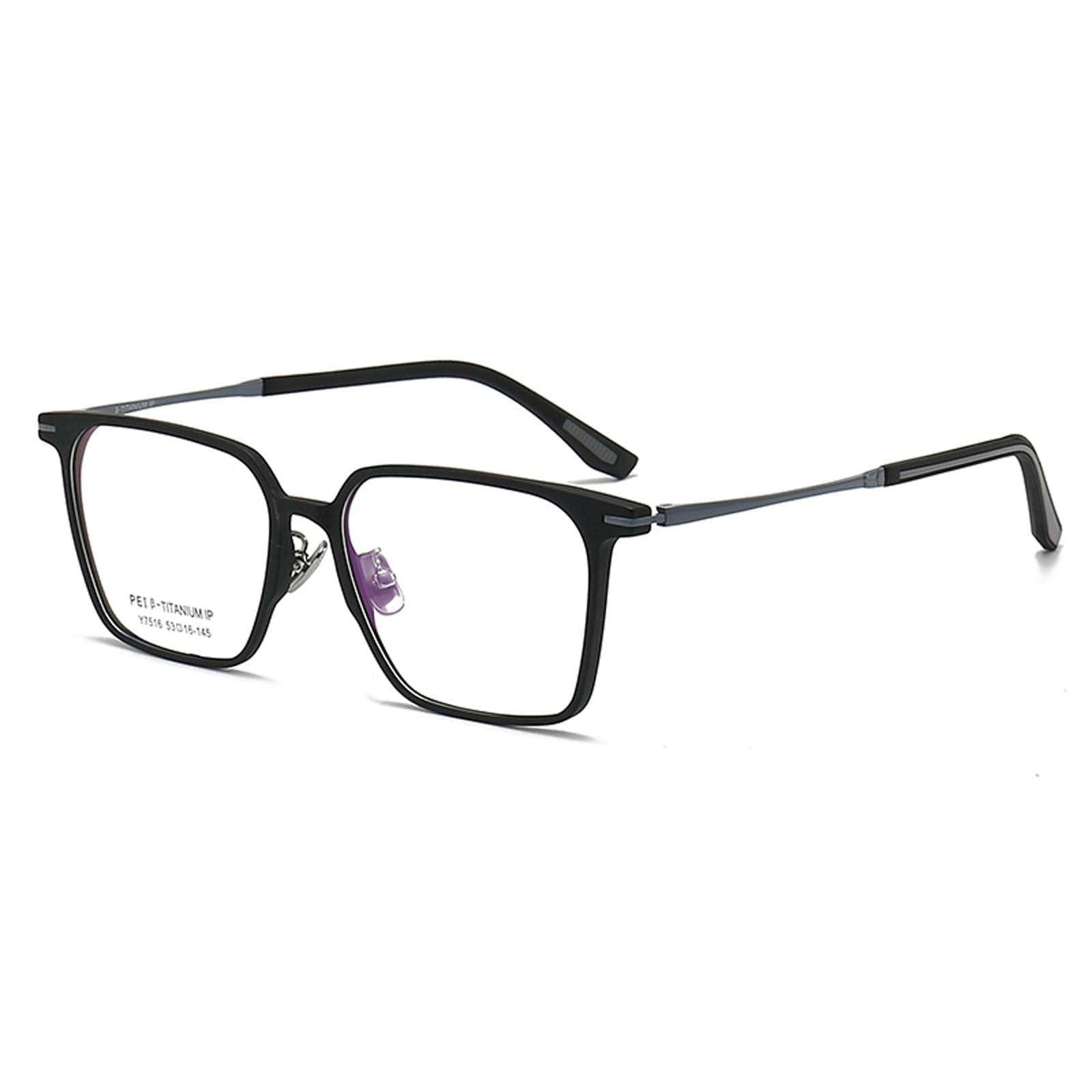 Montature for Occhiali Unisex Occhiali Quadrati for Computer Occhiali Semi Titanio Senza prescrizione Cerchio Completo Decorativo Versatile(Svart)