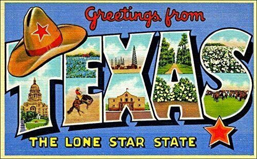 Imán rectangular 3x5 pulgadas vintage Texas miniatura 1