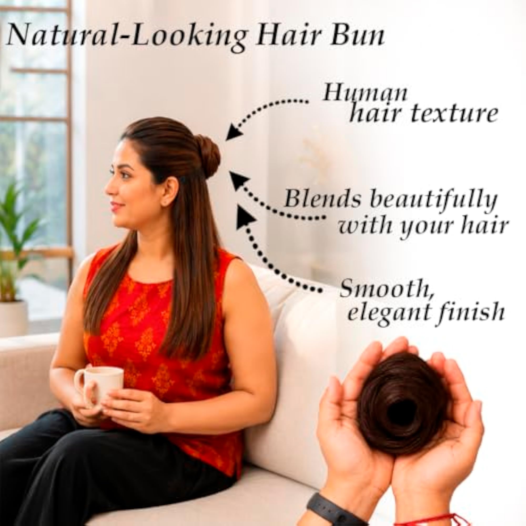 Black Human Hair Clutcher Bun Extension for Women