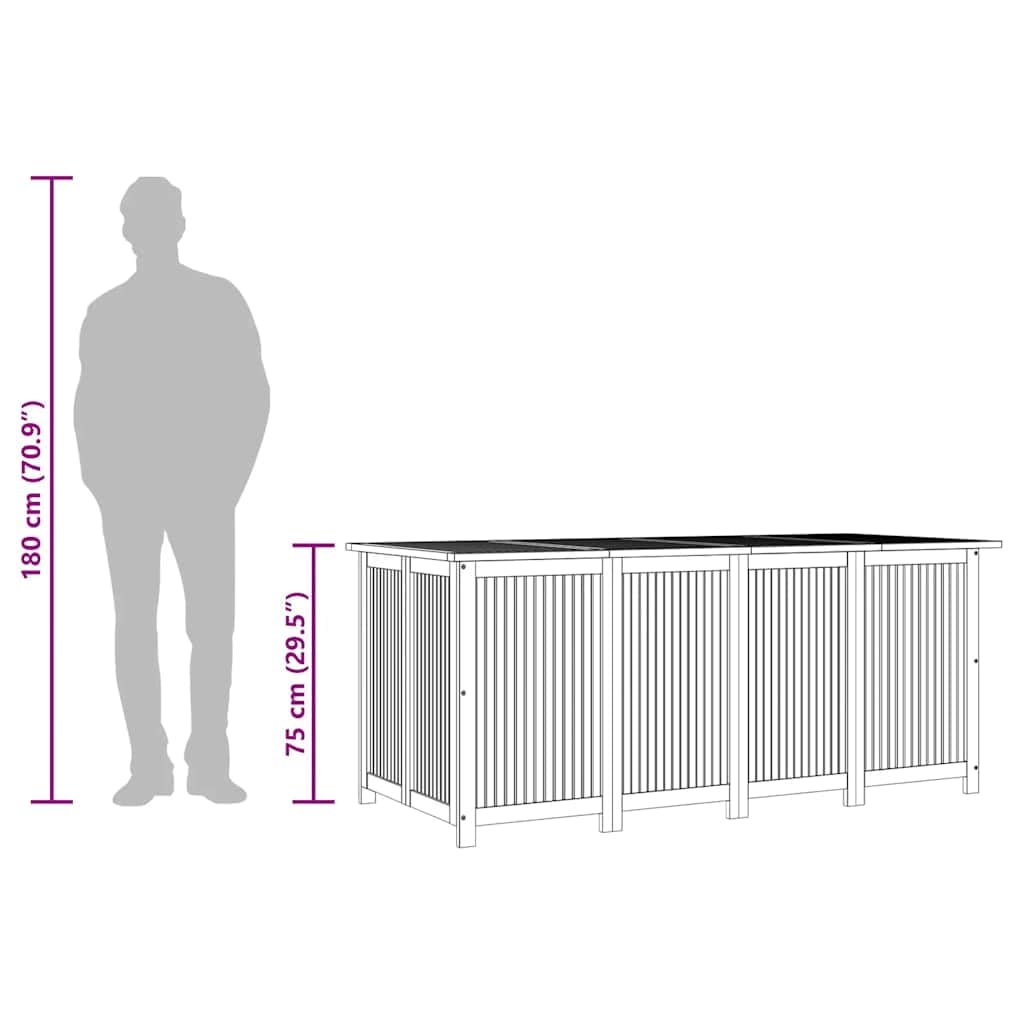 Gartenbox Massivholz Akazie 175x80x75 cm wetterfest mit wasserdichtem Beutel Stauraum für Kissen Auflagen Polster Balkon Terrasse Outdoor Sitzbank Schrank