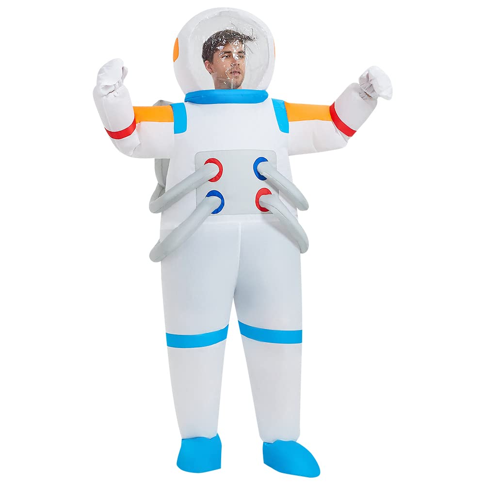 FXICH Disfraz de astronauta inflable, disfraz de astronauta para Halloween, disfraz divertido de cosmonauta (blanco), cosmonauta para adultos: 150-190 cm
