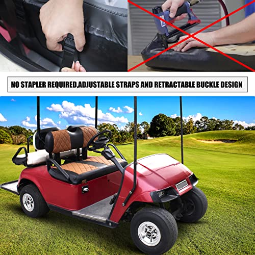 Nokins Golf Cart Front Seat Covers Suitable For Ezgo Txt Oem/Vinyl Leather -Upgrade Accessories (Brown) #TOP5