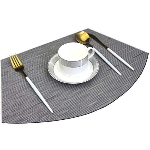 Bright Dream Wedge Placemats For Round Dining Table Woven Vinyl Non Slip Plastic Table Mats Set Of 4（Grey） #TOP3