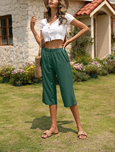 Image of Veatzaer Women's Elastic Waist 3 /4 Capri Harem Pants with Pockets Casual Loose Solid Yoga Trousers S-XXL