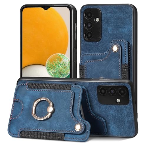 Coque Samsung Galaxy A13 5G en cuir PU bleu finition de haute précision