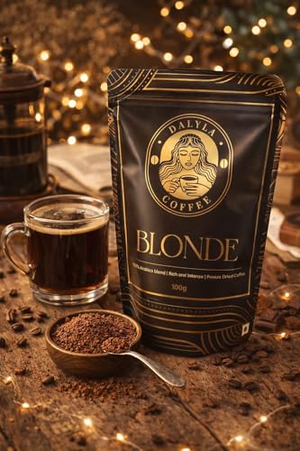 Image of Dalyla Blonde Freeze-Dried Instant Coffee - 100% Arabica | Medium Roast | Floral Notes with Subtle Citrus | Smooth, Rich & Intense Flavor | 100g Pack (Pack of 1)