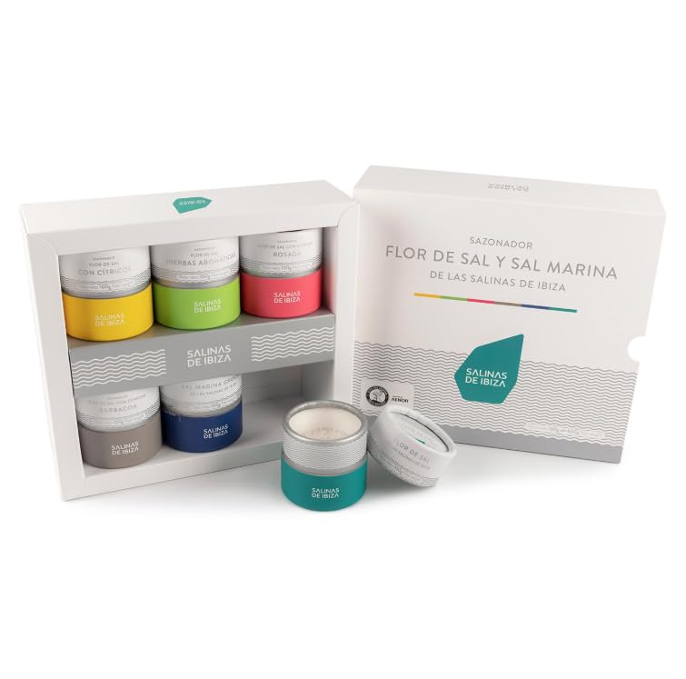 Pack 6 Variedades Salinas de Ibiza - Estuche Gourmet de Flor de Sal y Sal Marina