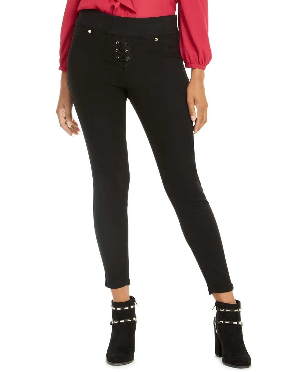 Thalia Sodi Women's Lace Up Skinny Jeans Black Size Large