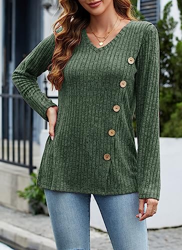 Image of Dimur Sweaters for Women Trendy 2025 Long Sleeve Shirts Ligheweight Sweatshirt Loose Fit Tunic Tops