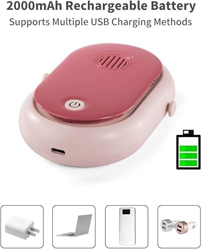 Miniatura 4 de RUINUOKAI Ventilador de cuello colgante portátil recargable con cordón ajustable de 3 velocidades, mini ventilador personal USB para pestañas,