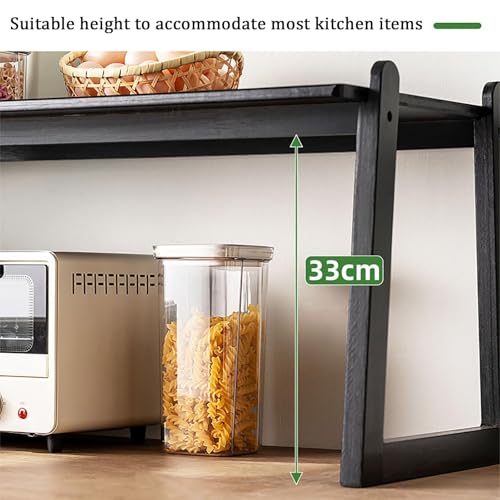 Estante de microondas de bambú natural XJBTBA con diseño resistente de 70 cm 5