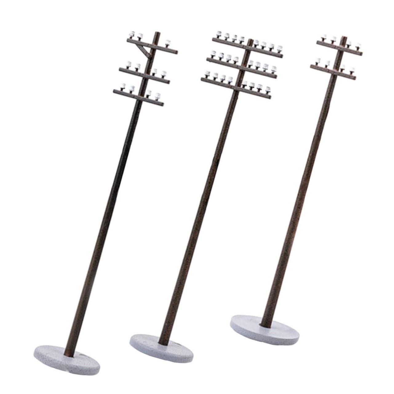 GARVALON 3pcs Miniature Poles for Train Construction Sand Table Model Accessories Landscape Decor Realistic Design for Dollhouses and Scenery Layouts