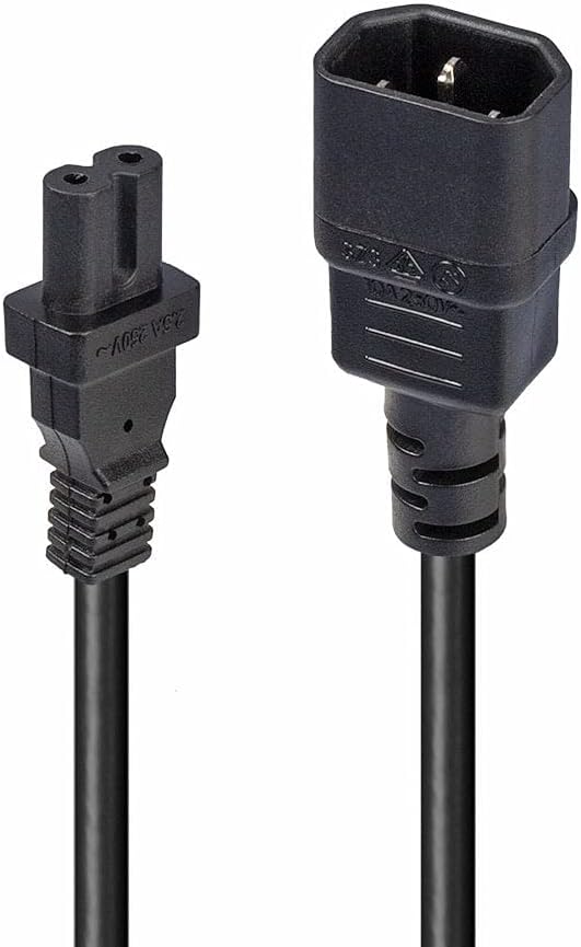 Lindy 1m IEC C14 to IEC C7 / Figure 8 Extension Power Cable, Black, for TV's, Laptops. Printers, Routers, Sky Q boxes, PS4/PS5 gaming consoles and any 2 pin power input device.