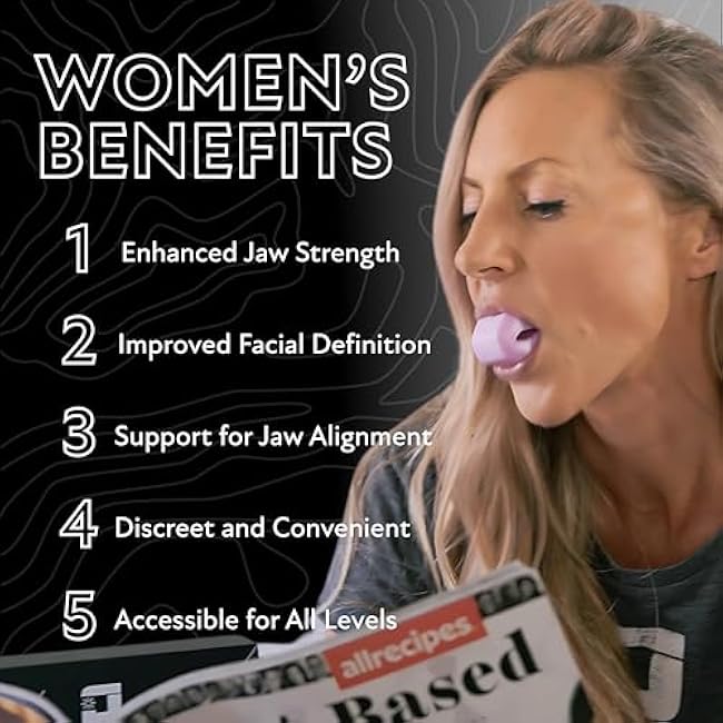 JawzrPro Jaw Exerciser for Women, Double Chin Reducer, Face Toner Jawline Sculptor for Women, Jaw Shaper and Neck Exerciser'