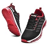  Smarten Zapatillas de Running Hombre Mujer Air Correr Deportes Calzado Verano Comodos Zapatillas Sport Black Red 46 EU