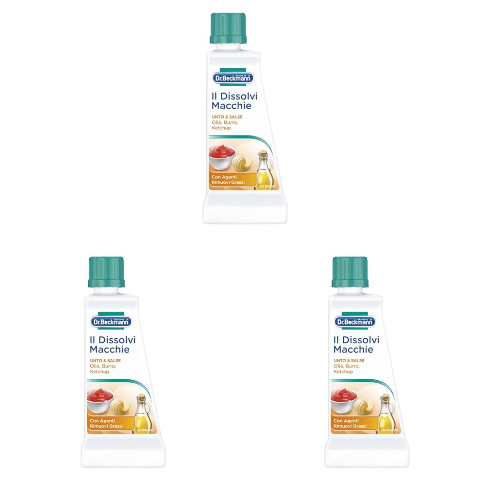 Dr. Beckmann - Liquido Dissolvi Macchie Unto & Salse | Lo smacchiatore specifico per eliminare macchie di grasso, cioccolato e molto altro | 50 ml (Confezione da 3)