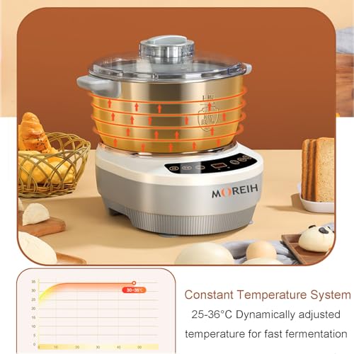 Máquina mezcladora de masa, máquina mezcladora de harina de masa de 5L / 7L, máquina amasadora de masa con función de fermentación, batidora de masa eléctrica de pie Fermentadora de pan (7L)