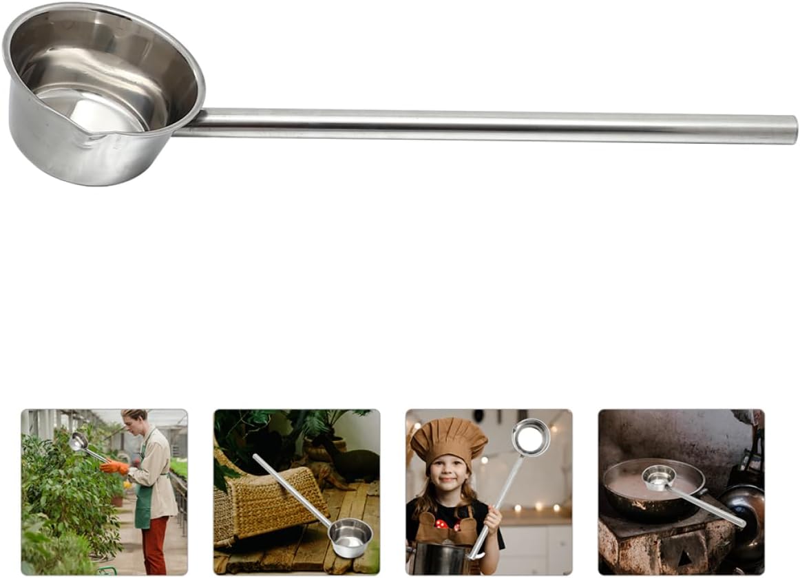 Practical Long Handle Water Ladle Sturdy Stainless Steel Scoop for Watering Plants Kitchen and Restaurant