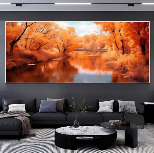 Peinture Diamant 5D Forêt D'Automne pour Décoration Salon 100x230