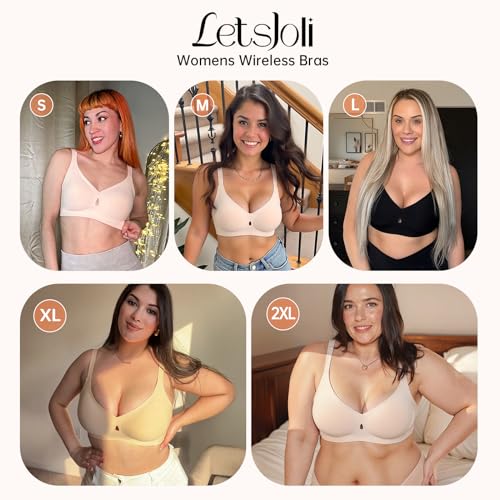 Image of LetsJoli Wireless Bras for Women No Underwire Jelly Bras Seamless Push Up Full Coverage Bralettes Comfortable Everyday Bra