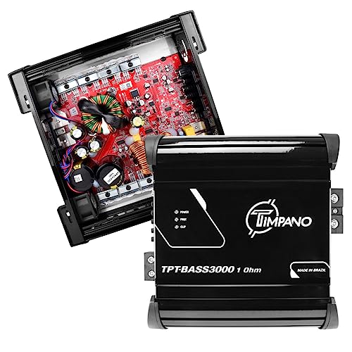 Image of Timpano Mono 3000 Watts Subwoofer Car Audio Amplifier TPT-BASS3000 1 Ohm - 12 Volts 3K Monoblock Class D Car Amp, Built-in Crossover & Bass Boost with Smart Fans