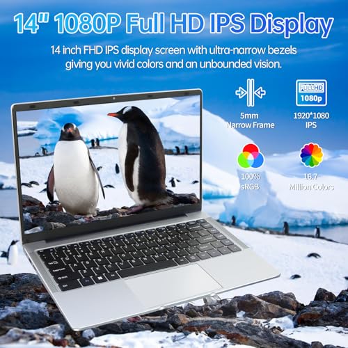 Image of BINTEC 14 inch Ultrabook Laptop, 8 GB RAM 128 GB ROM SSD, 1920 x 1080 Pixels, Celeron J4105 (up to 2.5 GHz), Dual WiFi, 2xUSB 3.0
