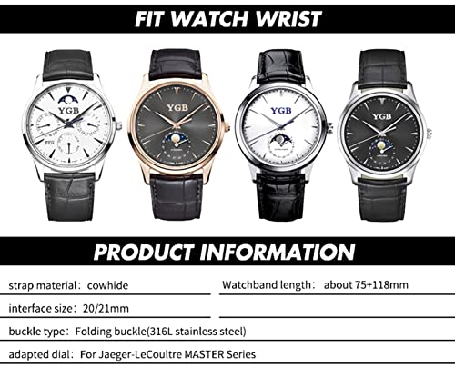 Correa de reloj de cuero de 20mm y 21mm compatible con Jaeger LeCoultre Master suave 7