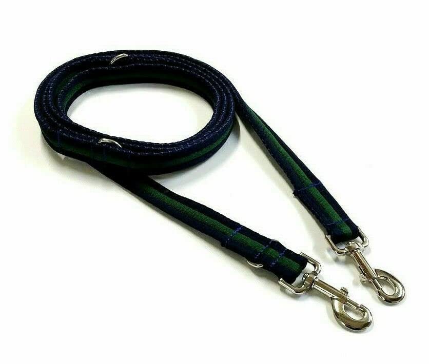 Double Ended Dog Training Lead Police Style Adjustable Leash 5ft (1.5 Metres) Multi-Functional In Air Webbing (Navy/Forest Green, 20mm Air Webbing) — image 1