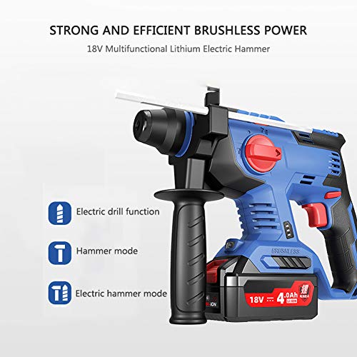 QHYXT Akku-Bohrhammer, bürstenloser wiederaufladbarer 18-V-Hammer, Lithium-Elektrohammer, Schlagbohrmaschine… – Bild 7