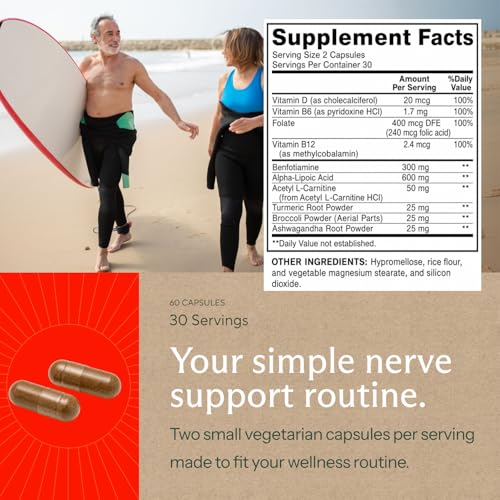 Image of Premium Nerve Support Supplement - with Alpha Lipoic Acid (ALA) 600 mg, Acetyl-L-Carnitine (ALC) & Benfotiamine - Nerve Support Formula for Healthy Circulation, Feet, Hands & Toes - 60 Capsules
