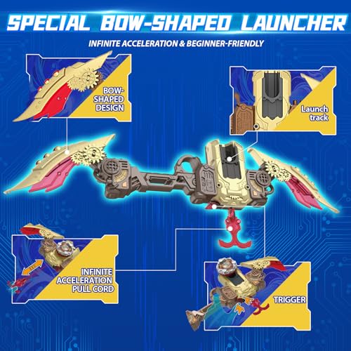 INFINITY NADO S7 Battle Set with Modular Stadium Arena, Gun/Bow-Shaped Launcher Infinite Acceleration, Metal Defense/Endurance Type Battle Top Toy, Right/Left-Spinning Top Game Toys for Boys Girls 5+ - Thumbnail 4